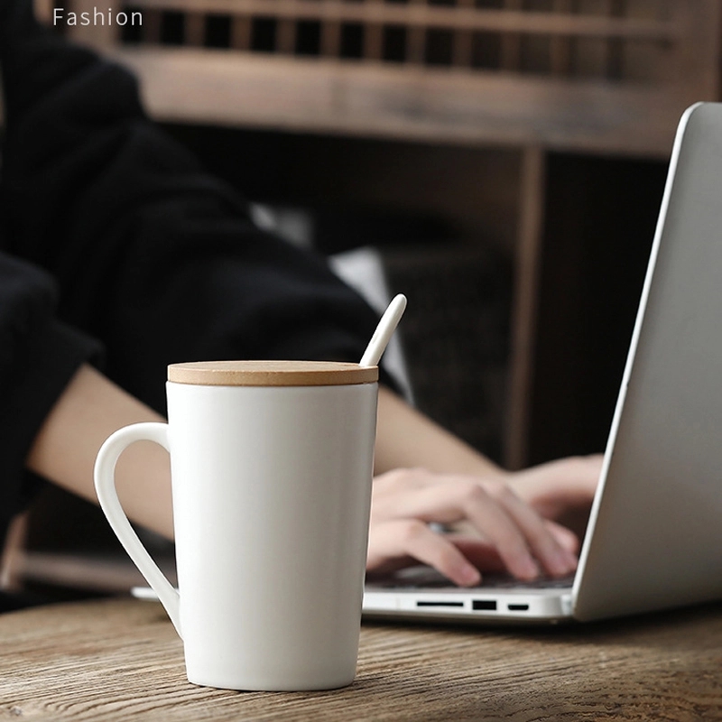 Custom Ceramic Coffee Mug With Bamboo Lid And Spoon 1