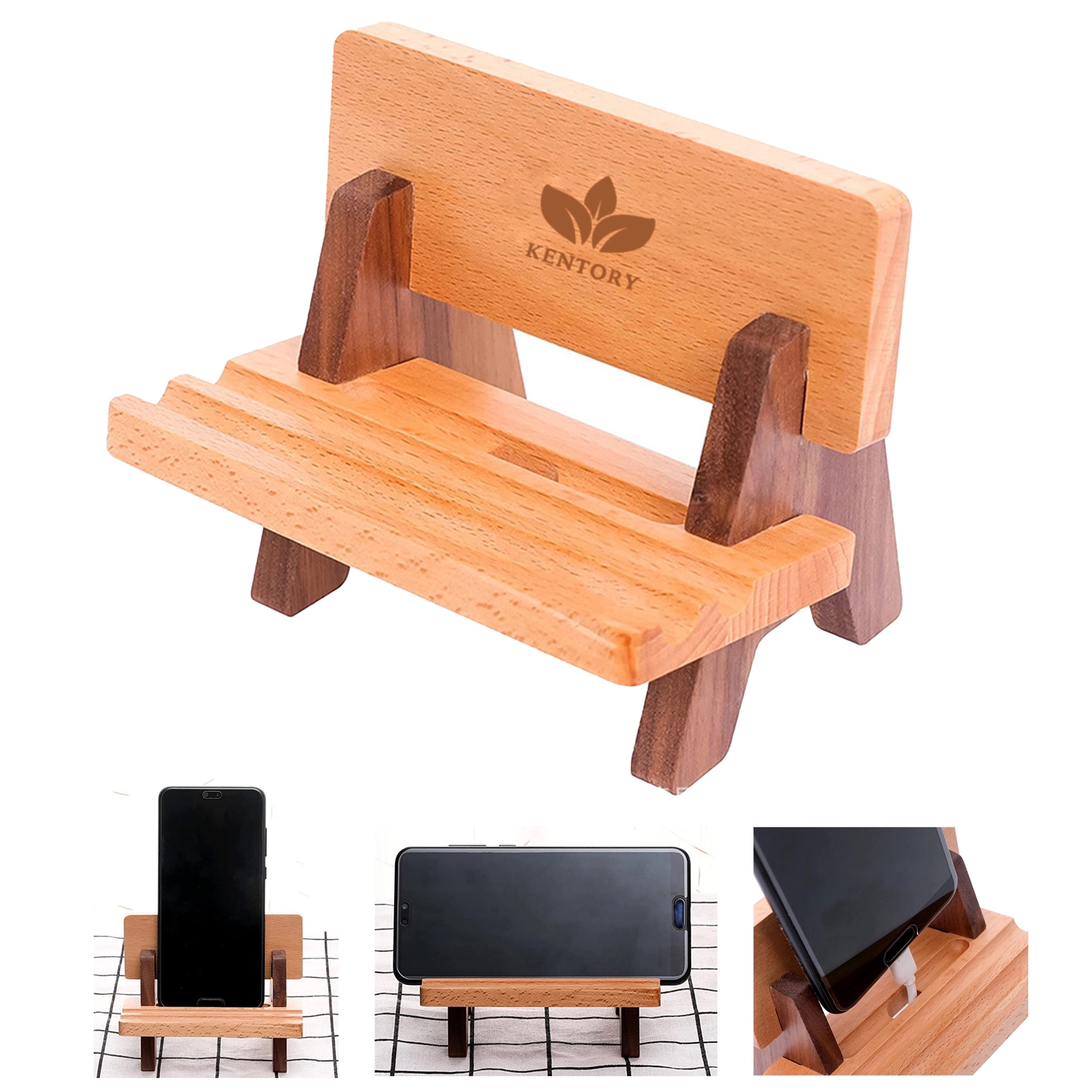 Bamboo Wooden Smart Phone Desktop Dock Holder 2