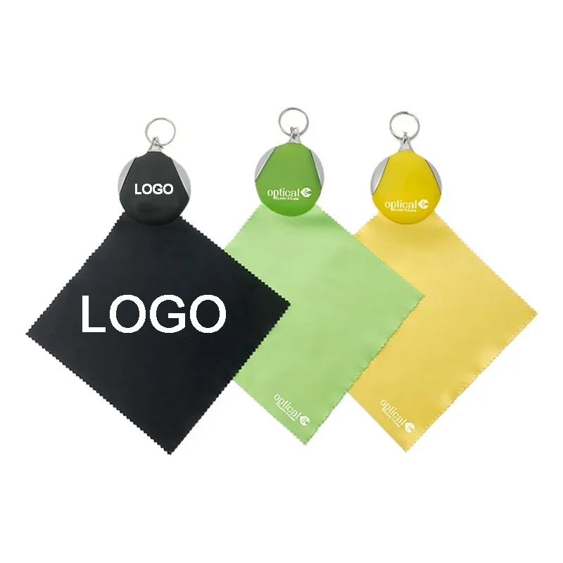 Rubber Key Chain with Microfiber Cleaning Cloth 2
