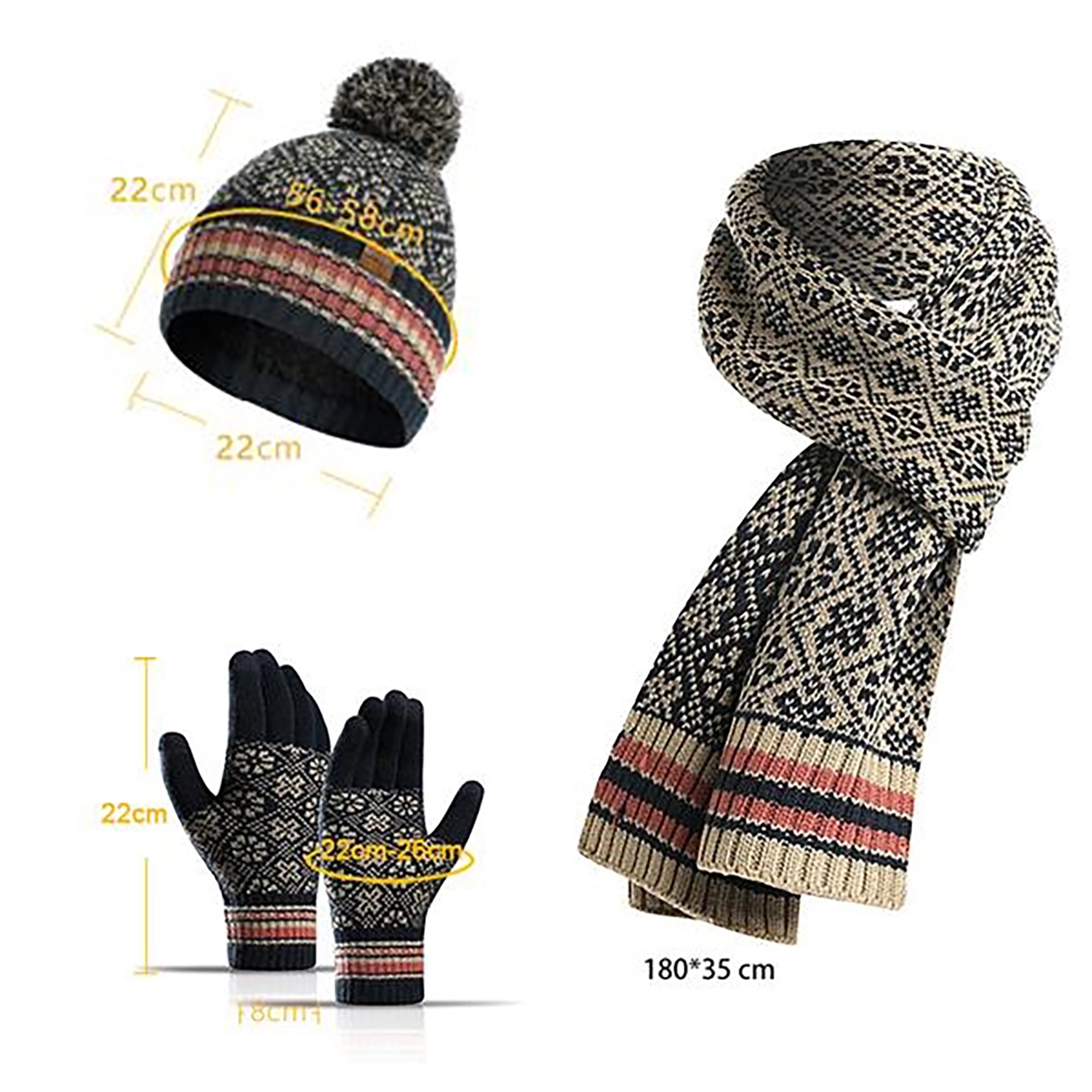 Winter Hat Scarf Touch Screen Gloves Set 2