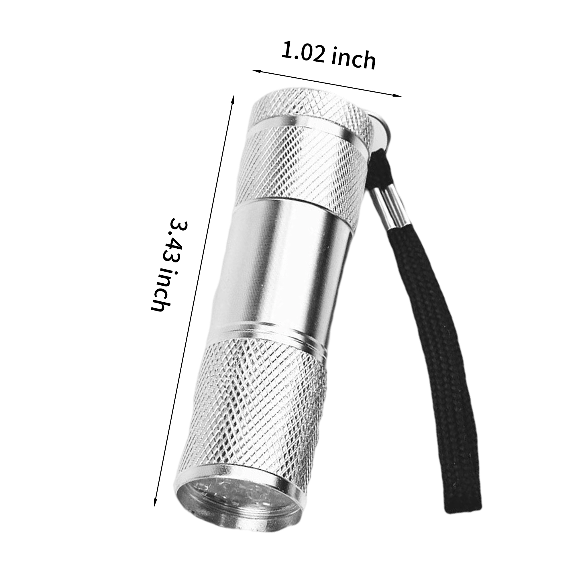 Aluminum Alloy LED Flashlight With Wrist Strap 3.43" 4