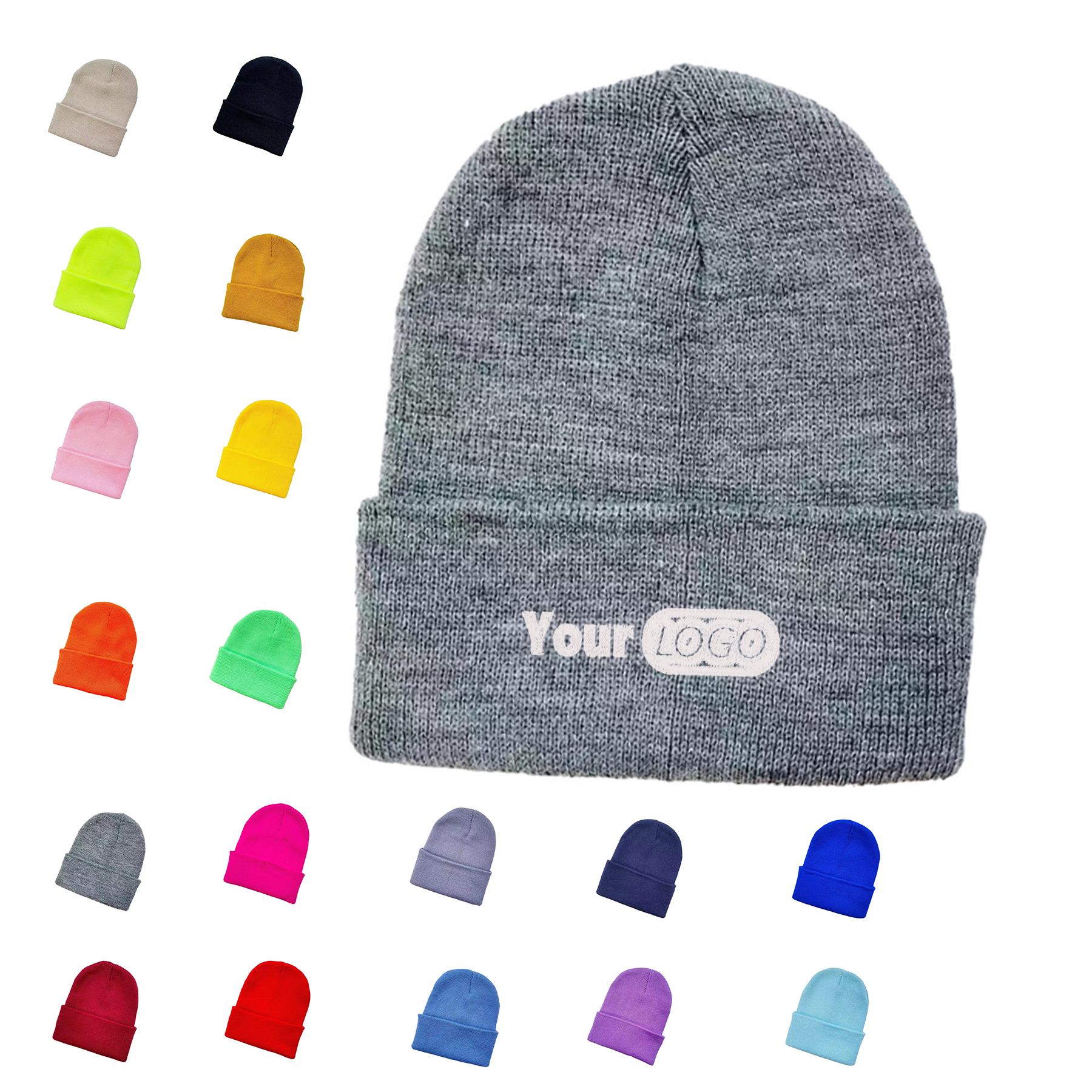 Acrylic Cuffed Knit Winter Hat 2