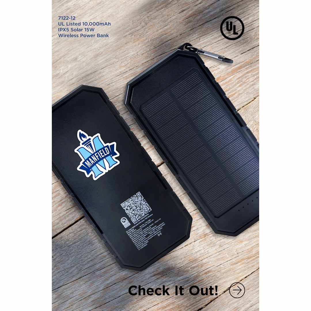 UL Listed 10000 IPX5 Solar 15W Wireless Power Ban 60
