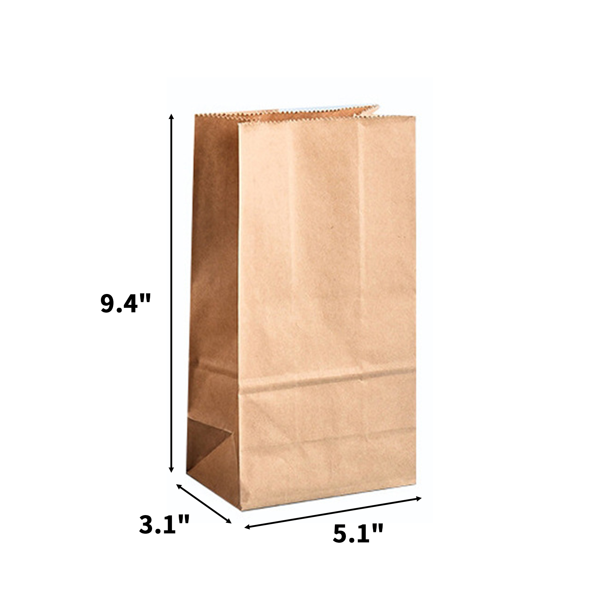 Grease Proof Kraft Paper Food Bag 5.1" x 3.1" x 9.4" 3