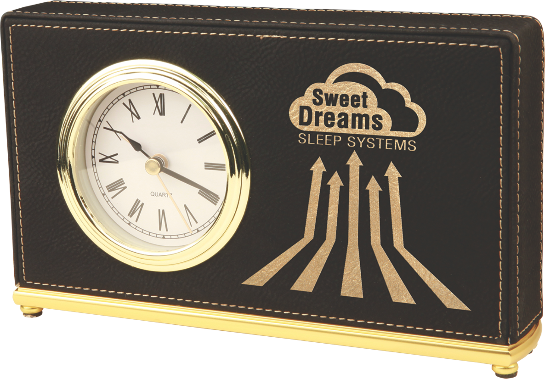 5.5" Light Brown Leatherette Arch Desk Clock 10
