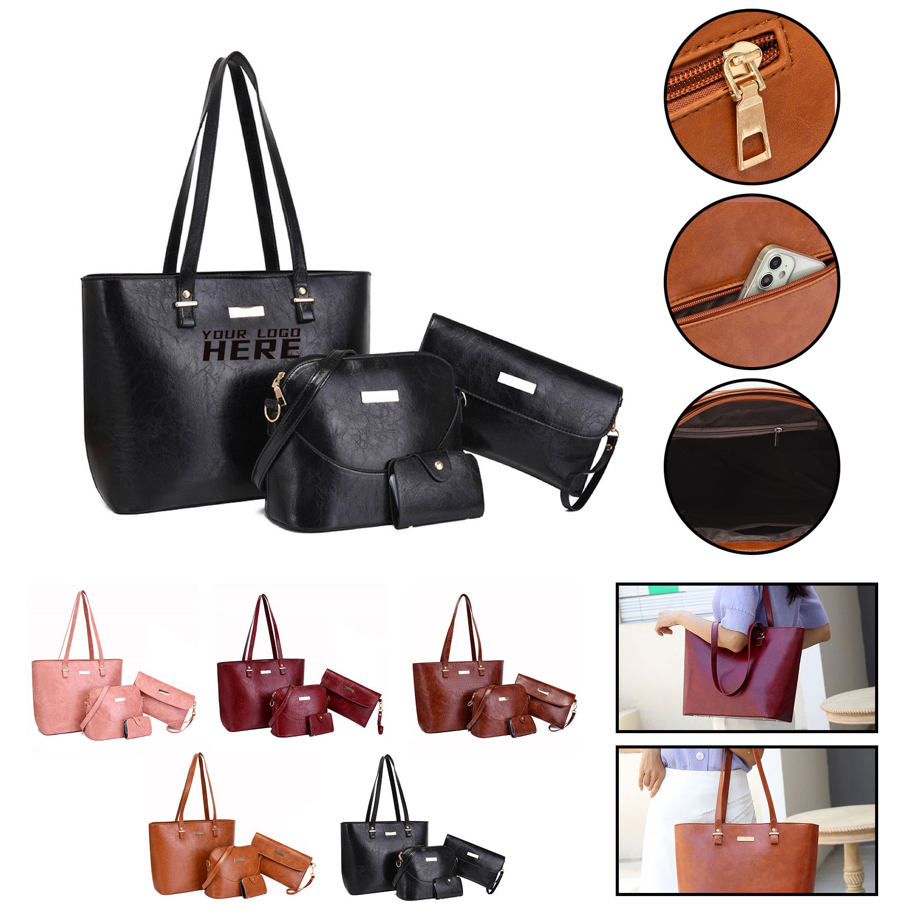 Women Handbags Wallet Tote Shoulder Bag Set 4PCS 2