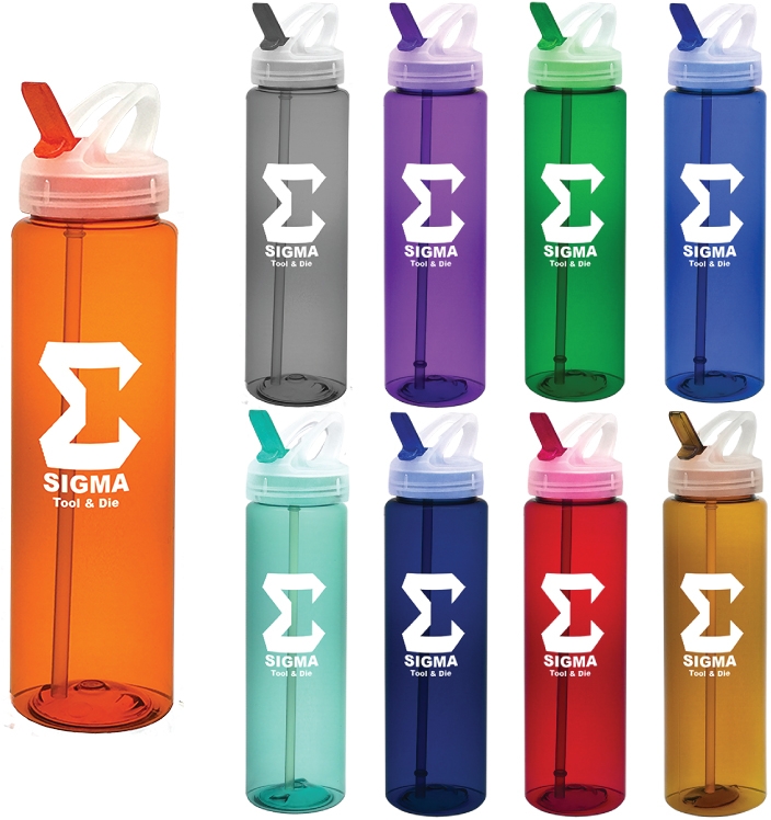 32 oz PET Translucent Sports Water Bottle with Flip Top Lid and Straw 17