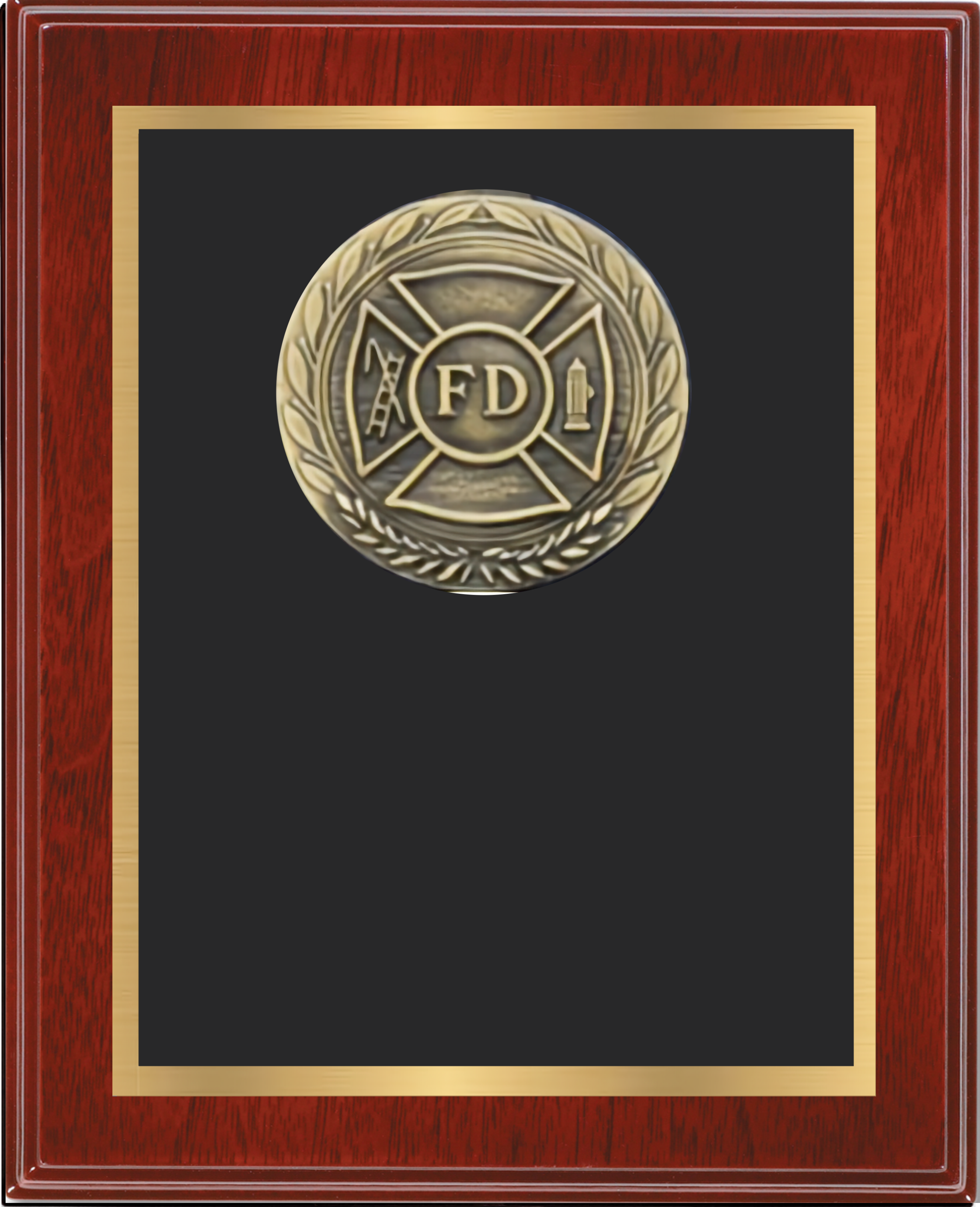 Mahogany Finish Plaque w/Medallion Over Double Plate 5
