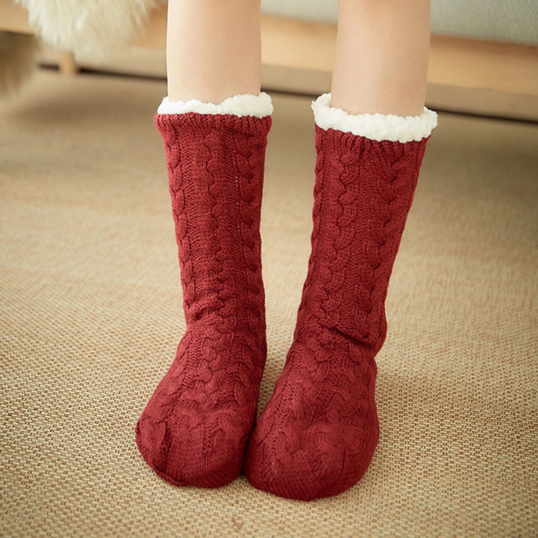 Women Home Slipper Socks Winter Fleece Soft 3