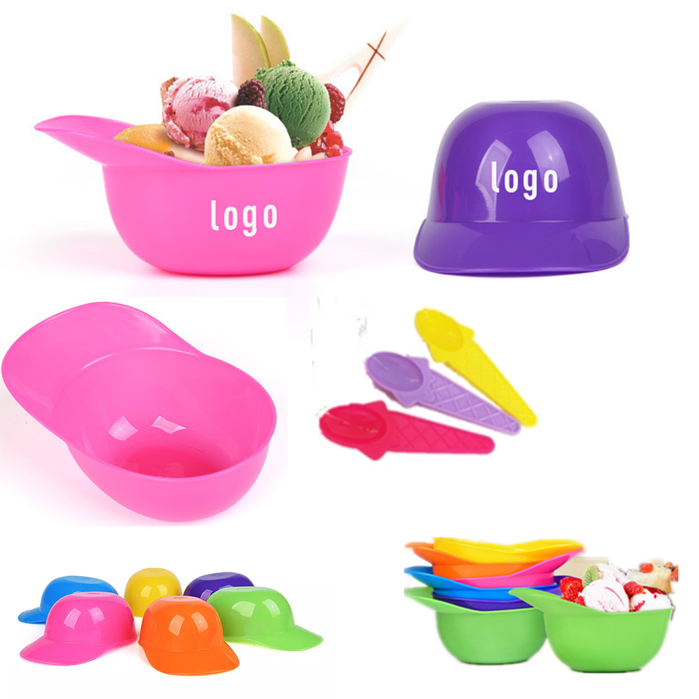 Plastic Hat-shaped Ice-cream Bowl With Spoon 2