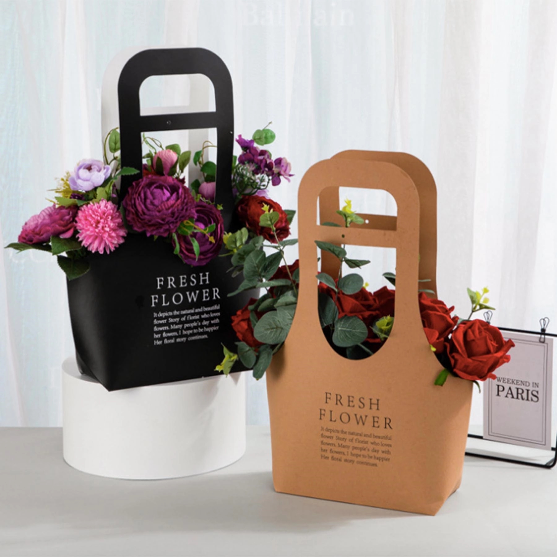 Cute Kraftpaper Flower Basket 3