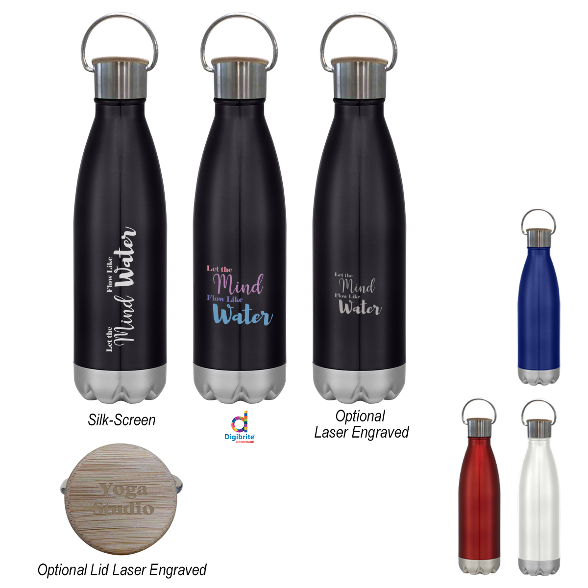 16 Oz. Swiggy Stainless Steel Bottle With Bamboo Lid