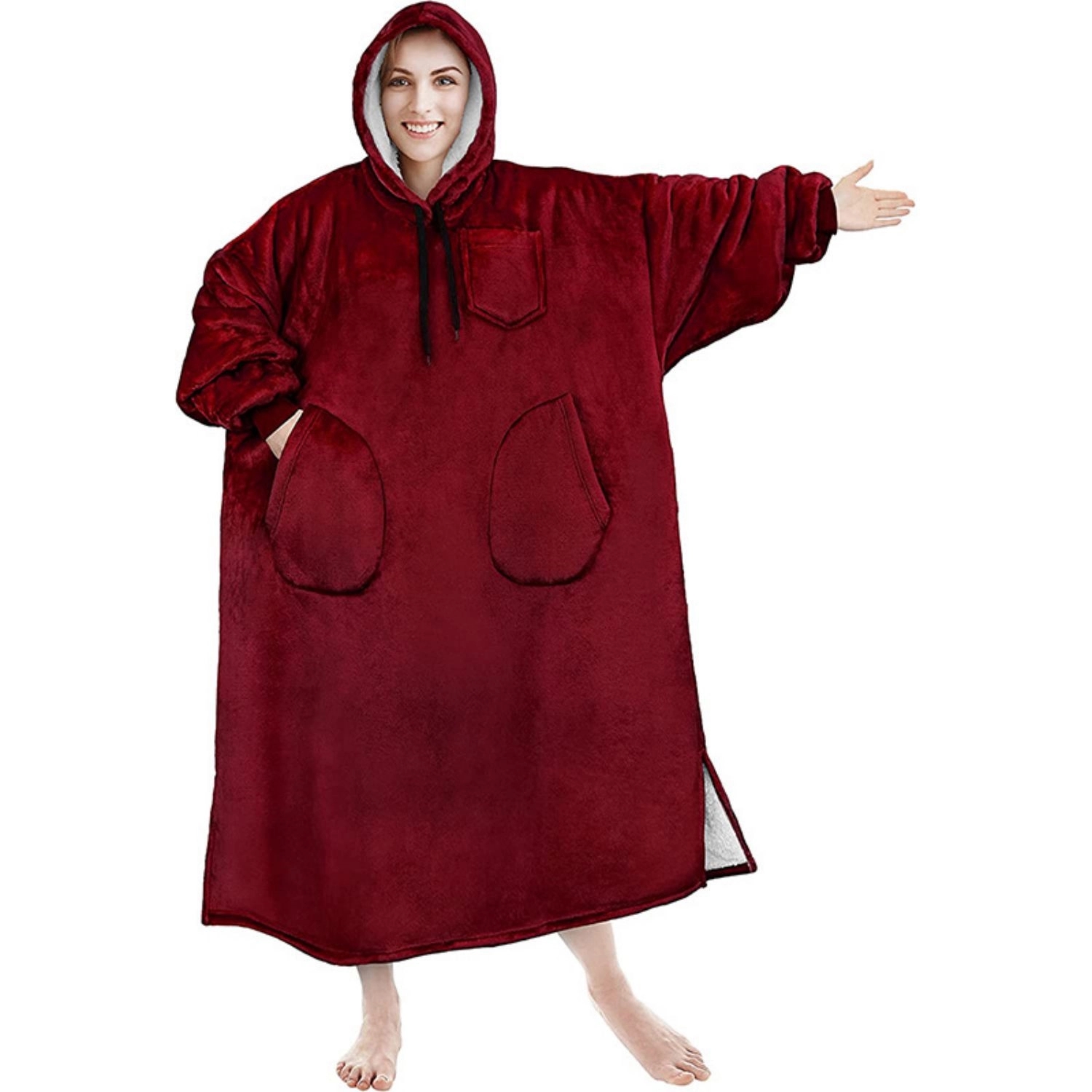 Oversized Microfiber & Sherpa Wearable Blanket 3