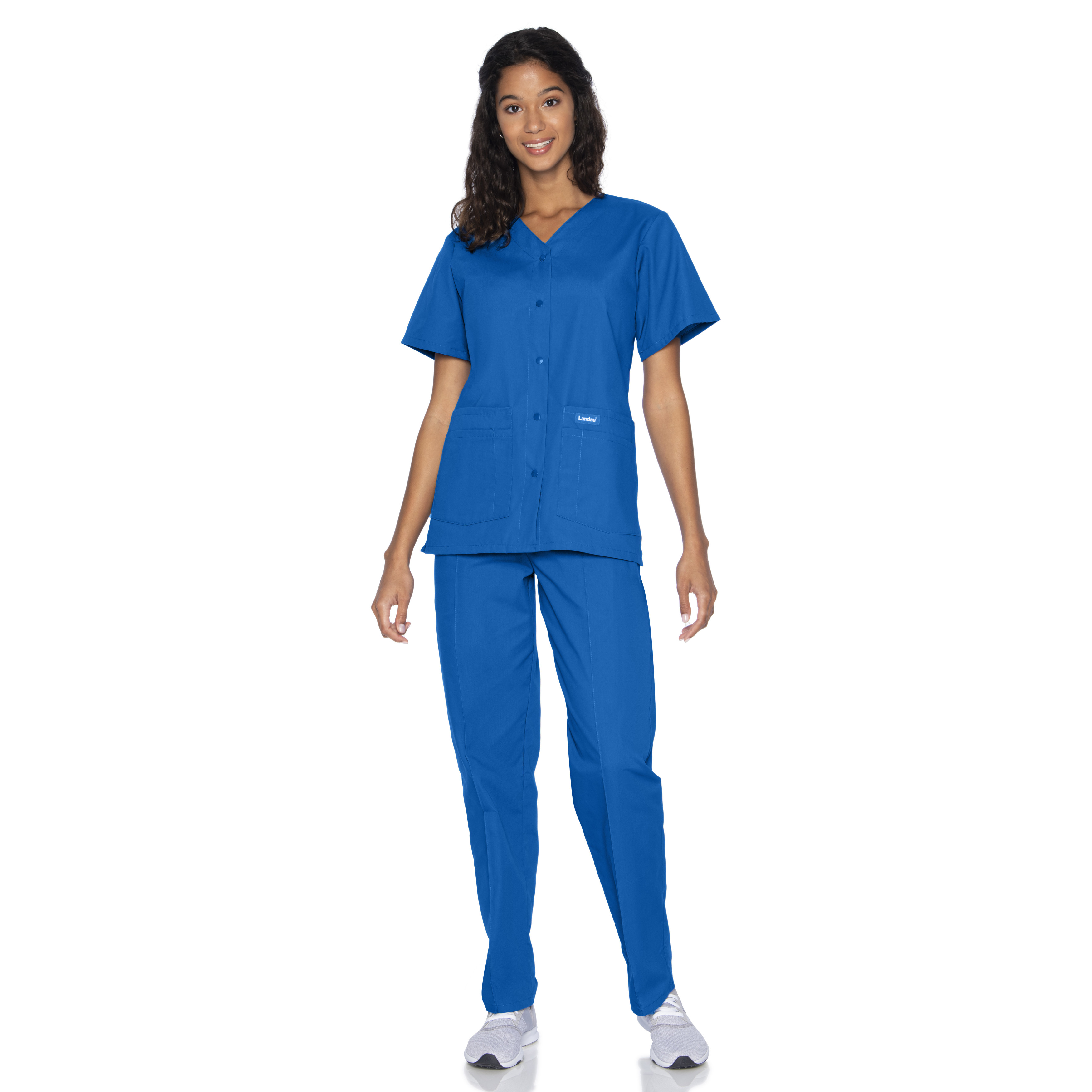 Landau - Essentials - Women's Four-Pocket Snap-Front V-Neck Top 24