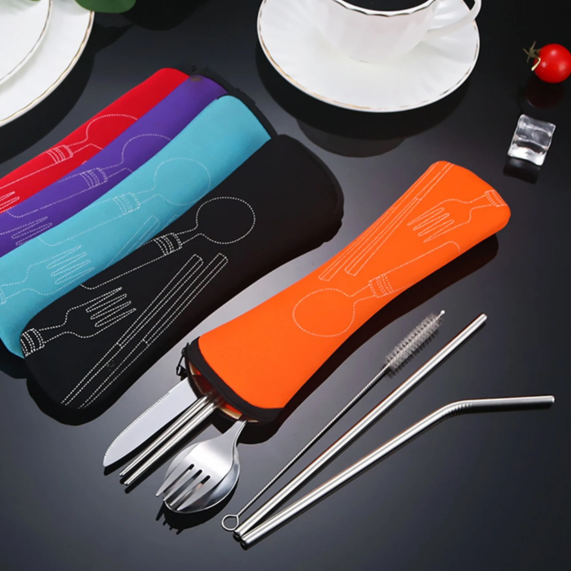 Reusable Travel Cutlery Flatware Set 7