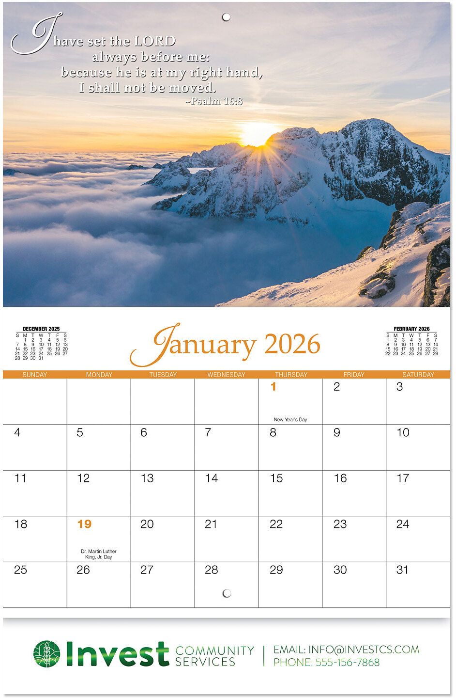 CHRISTIAN GRACE STAPLED WALL CALENDAR 20