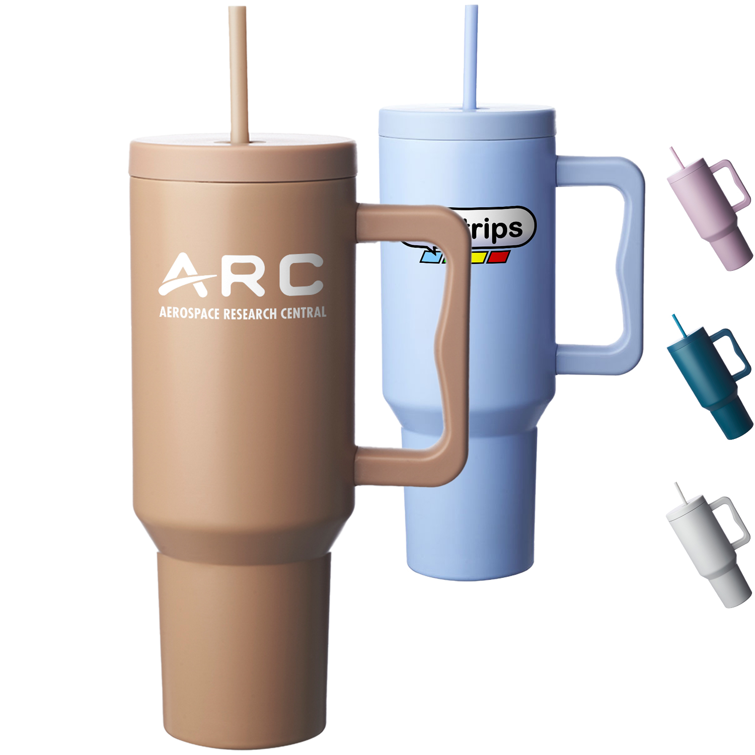40 oz. Stainless Steel Travel Mugs w/ Handle & Straw Lid 2