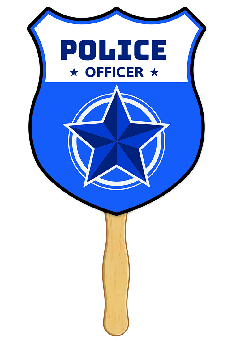 HAND FANS - Full Color, Police Shield Shaped Hand Fan 5