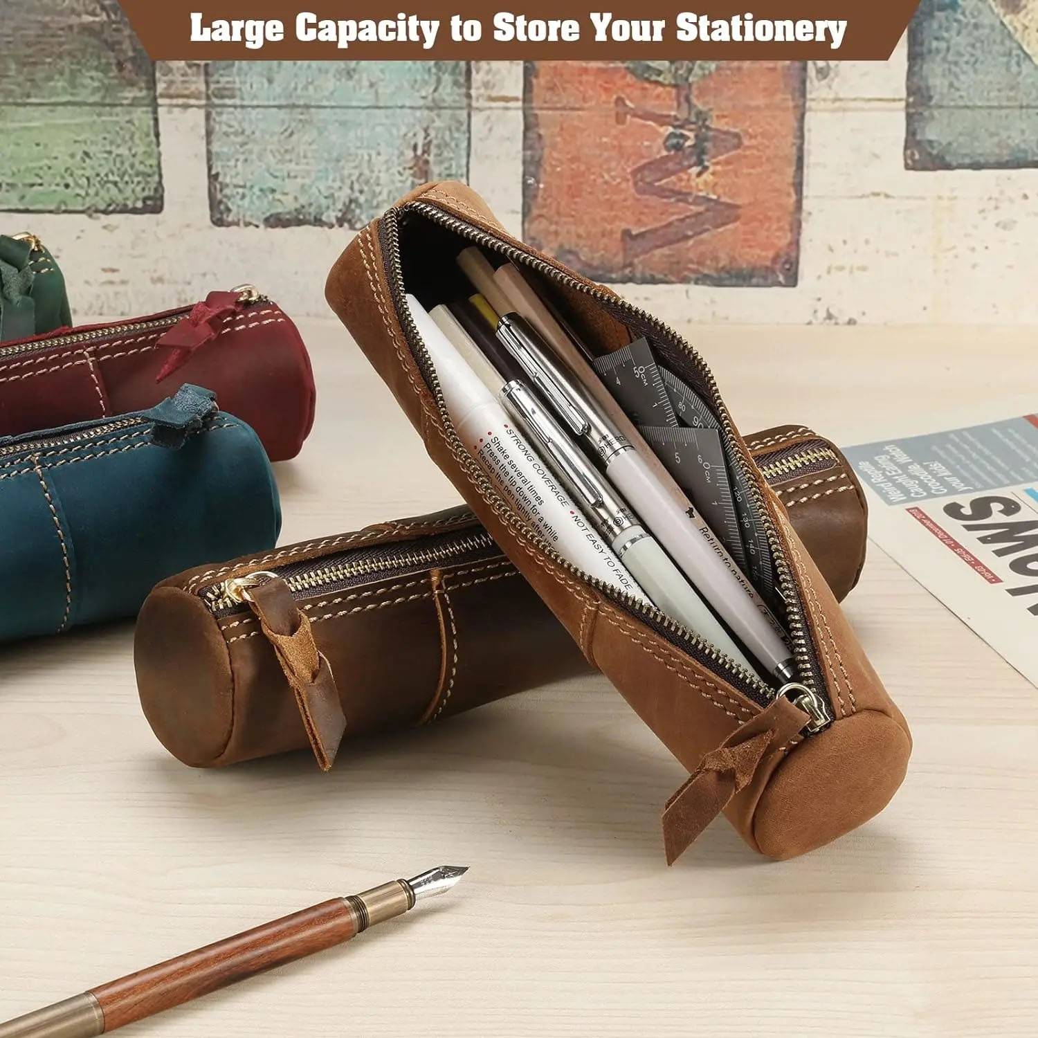 Genuine Leather Pencil Case 4
