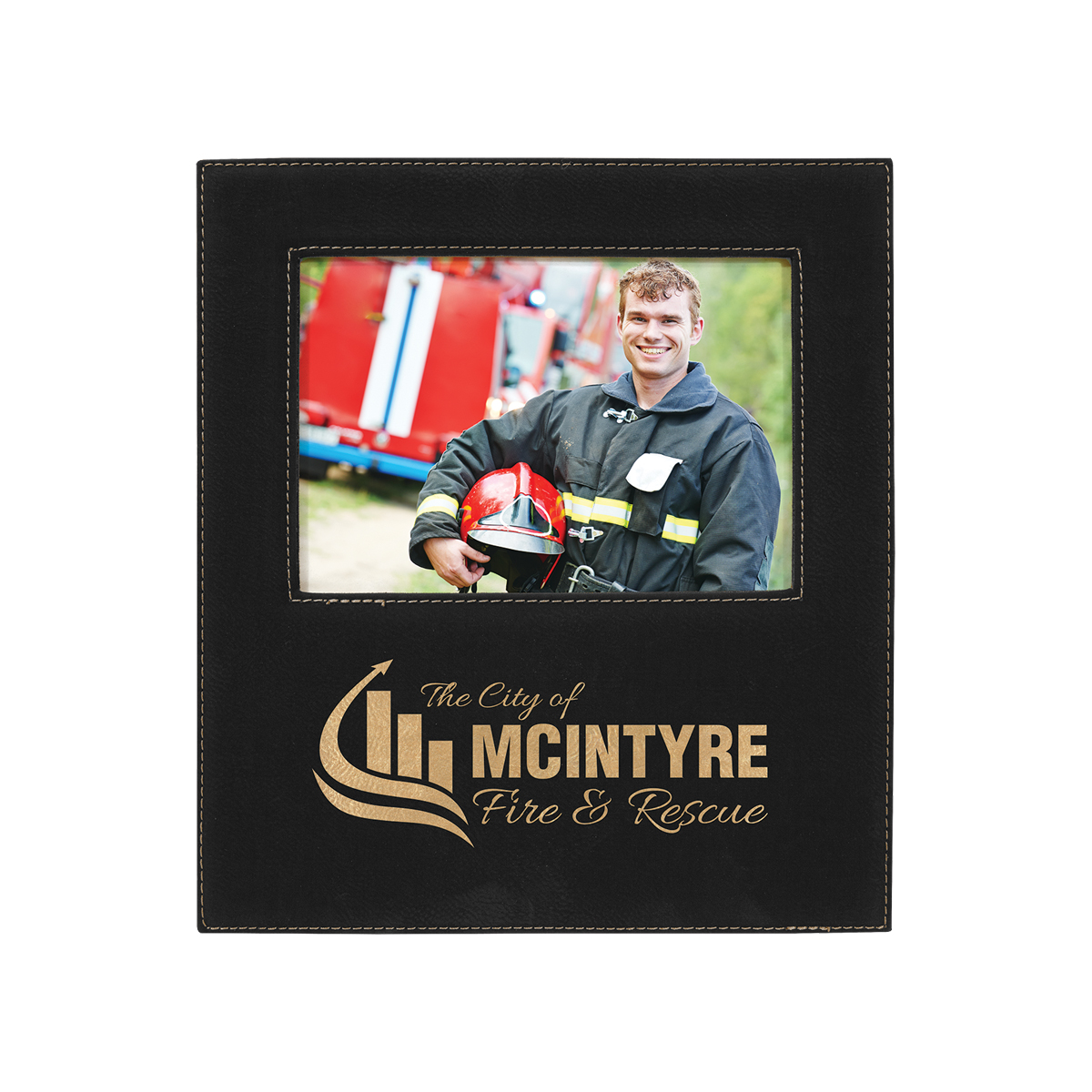 5" x 7" Black & Gold Leatherette Photo Frame