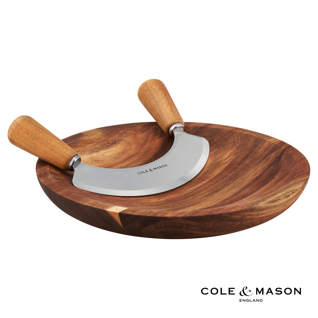 Cole & Mason™ Ashden Herb Mezzaluna w/Chopping Board 2
