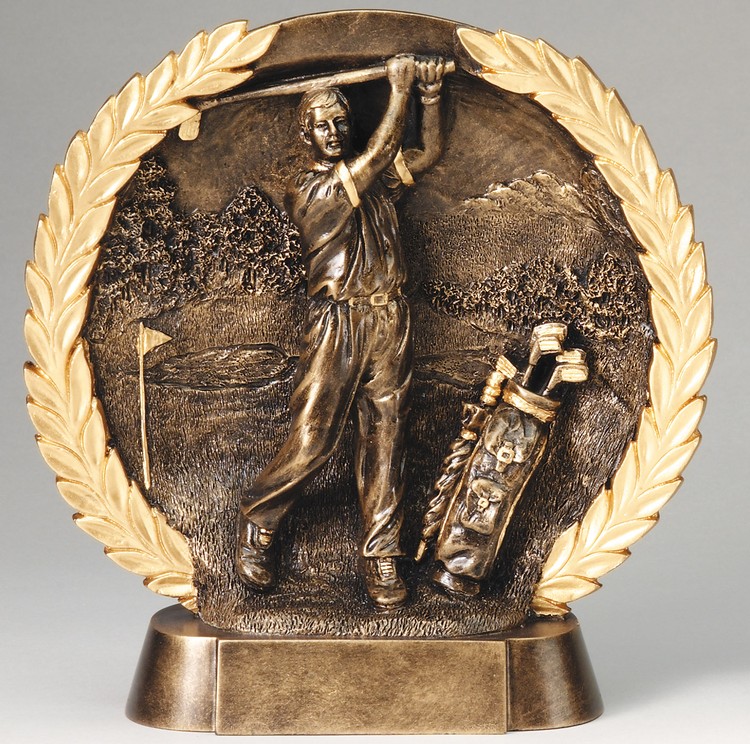Golf Male High Relief Circular Plate Award 2
