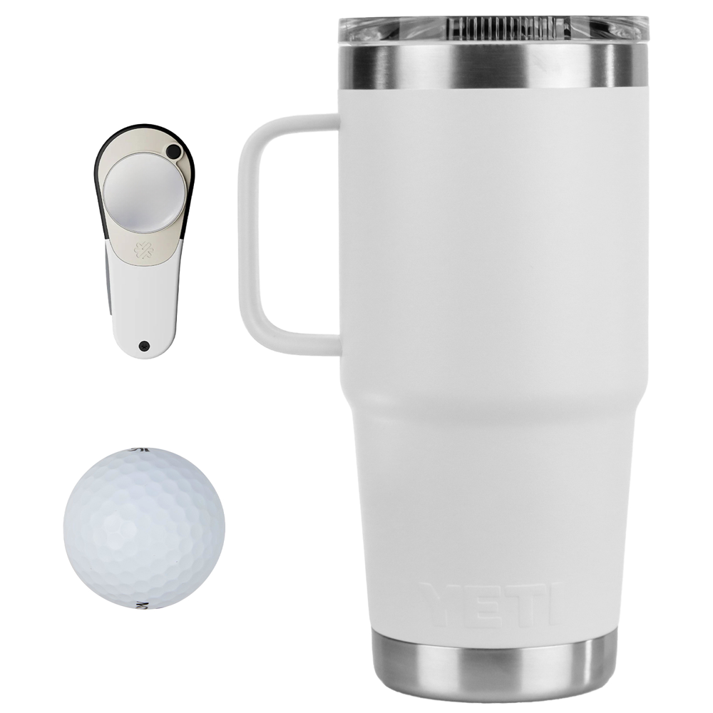 20 Oz YETI® SS Travel Mug, Srixon® Golf Balls & Pitchfix® Icon Divot Tool Gift Set