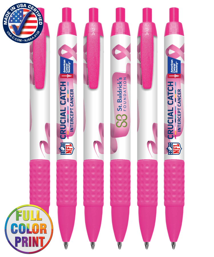 Union Printed, Certified USA Made "Breast Cancer" Click Grip 1