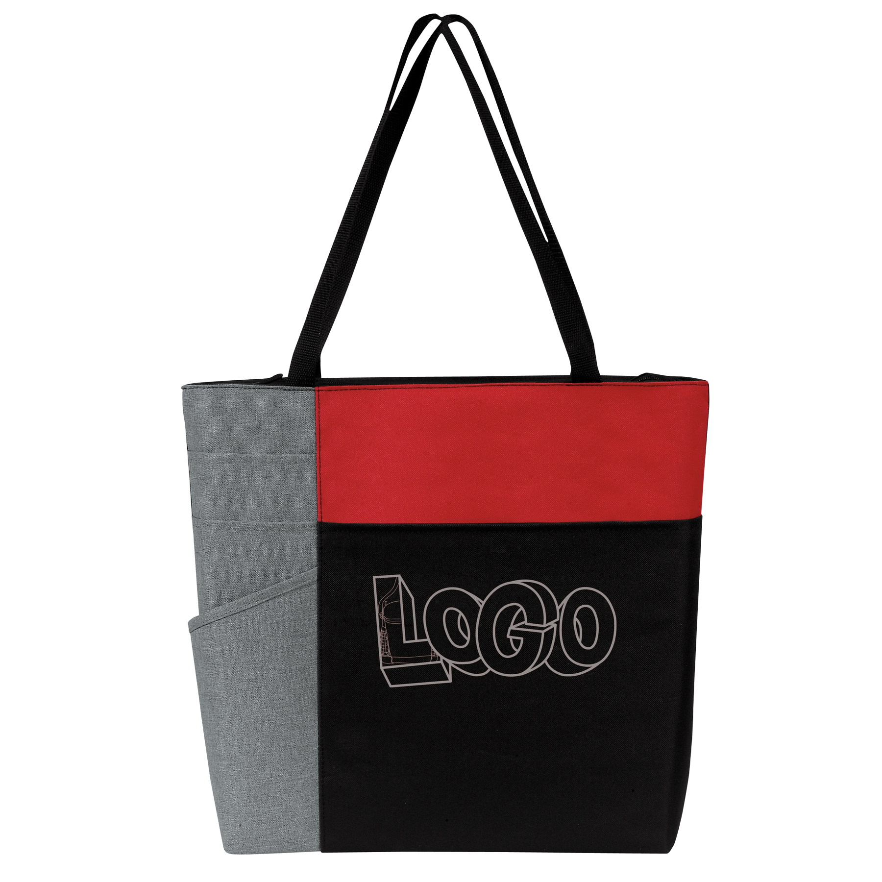 Three-Tone Color Block Zip Tote Bag 3
