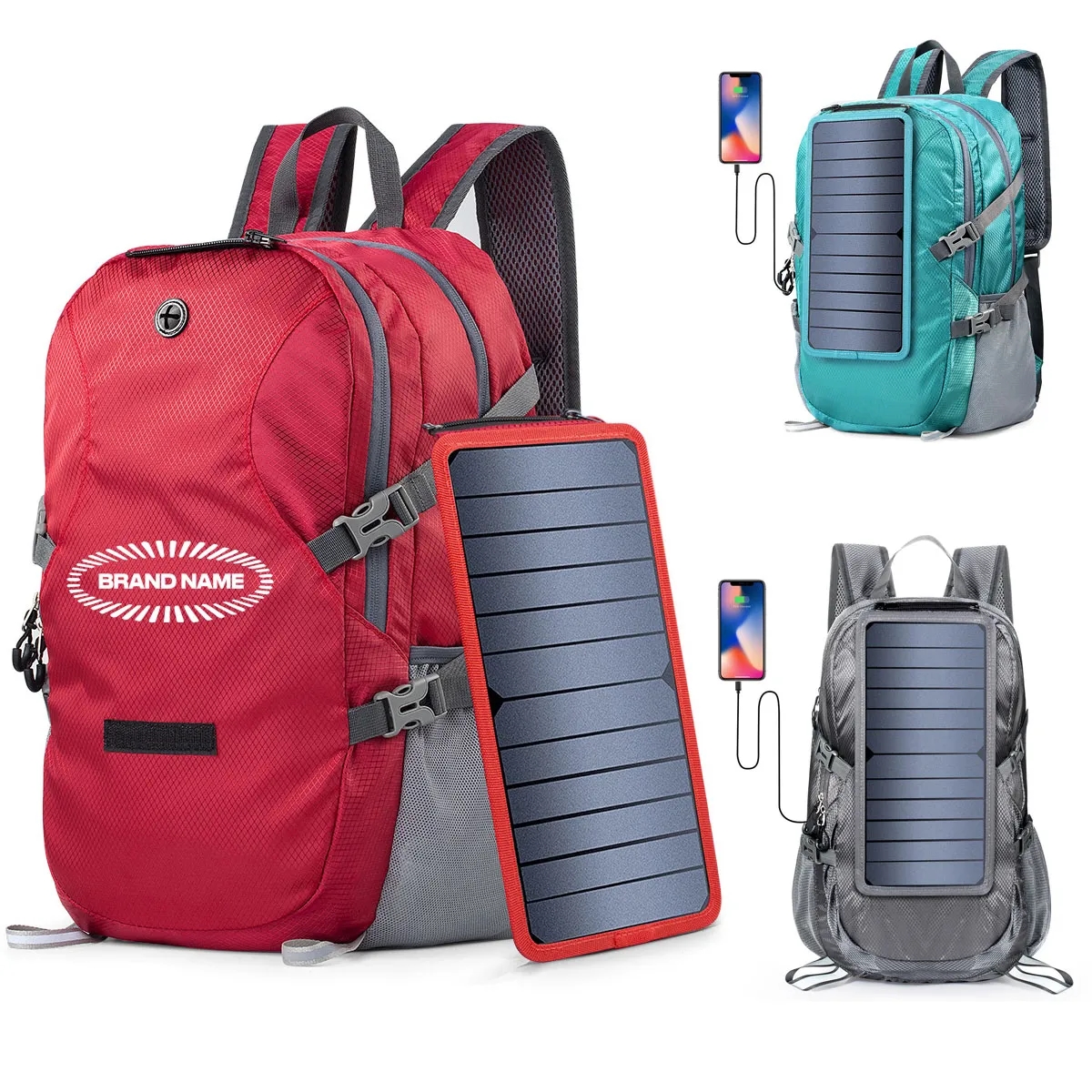 Portable Foldable Hiking Daypack Backpack with Solar Panel 2