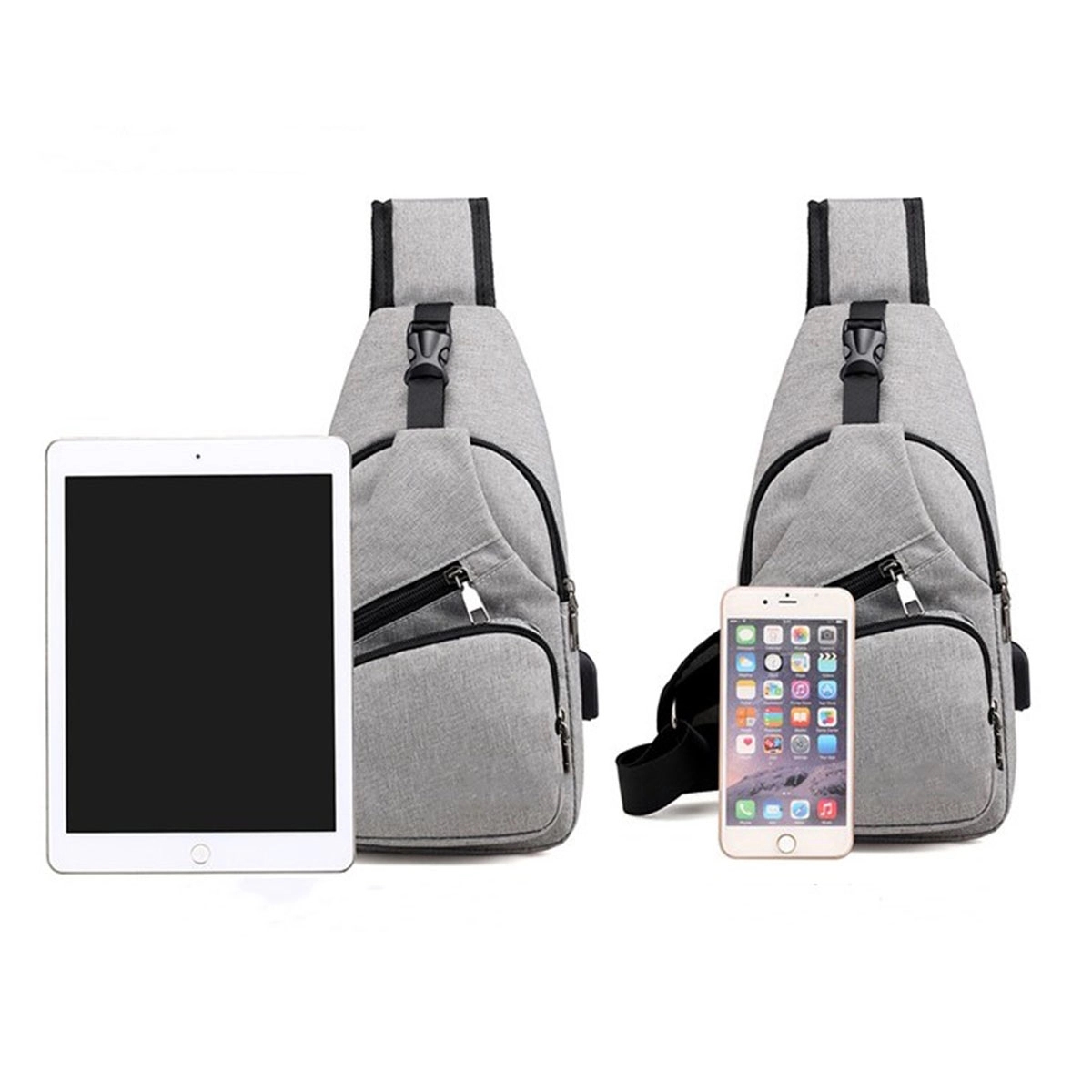 Sling Shoulder Chest Bags Crossbody Backpack With Usb 3