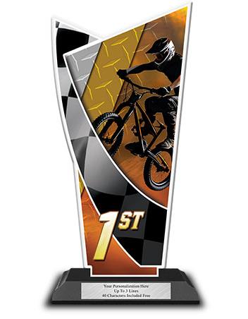 Acrylic Trophy: 10" BMX Designer Shape 1