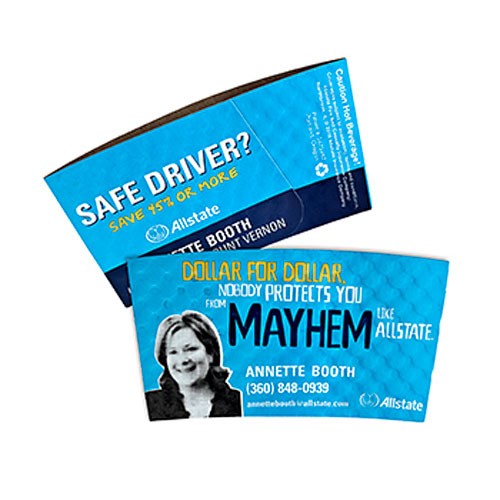 Large White "Clay Coated" Hot Cup Sleeves - Flexographic printed 2