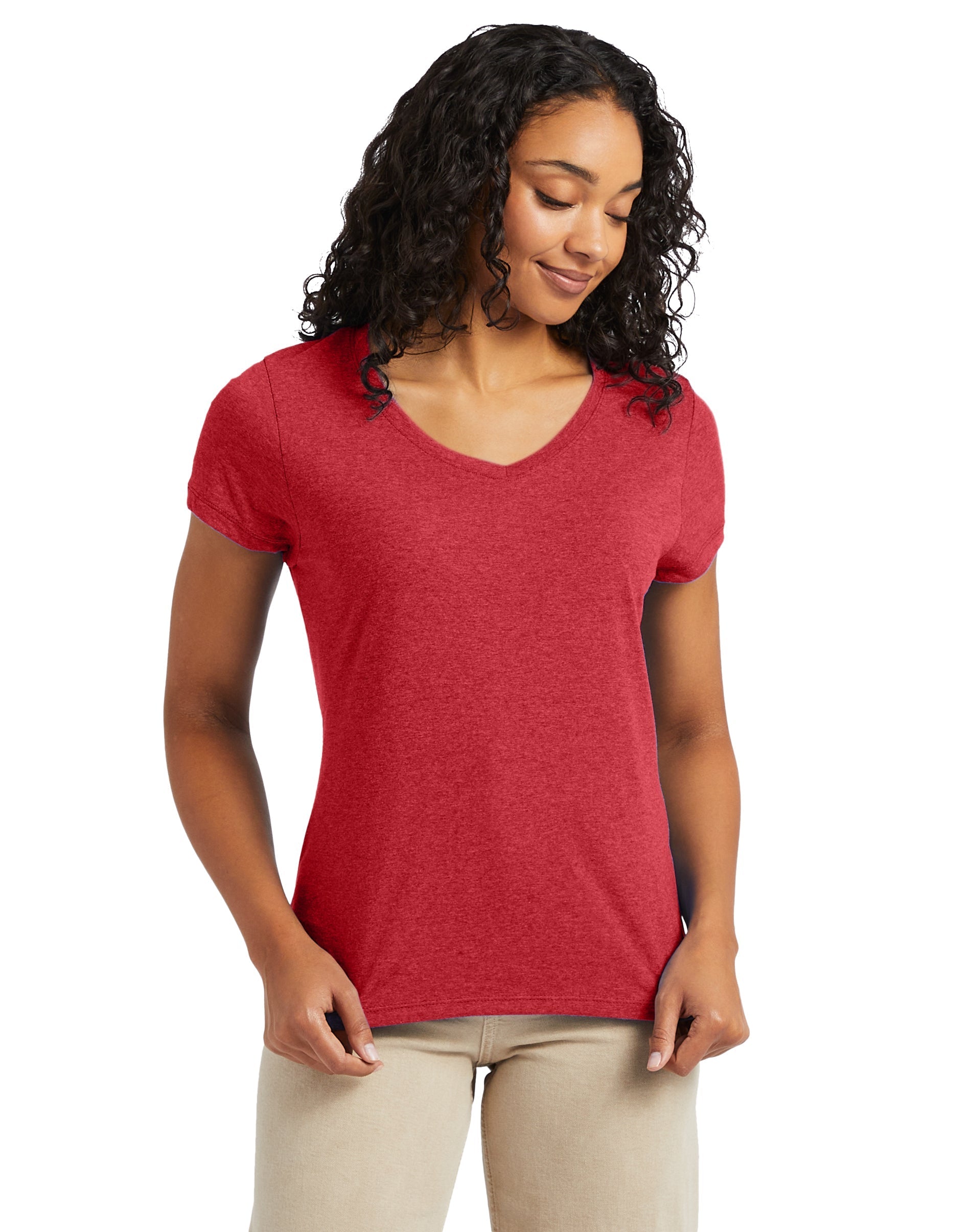 Hanes Perfect-T Women's Short Sleeve V-neck Triblend T-shirt 7