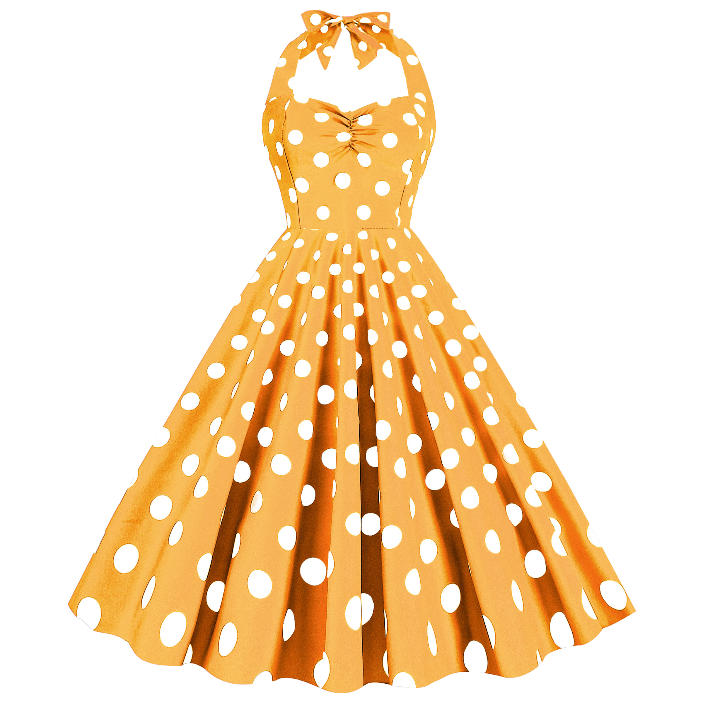 Polyester Retro Polka Dot Strapless Dress 2