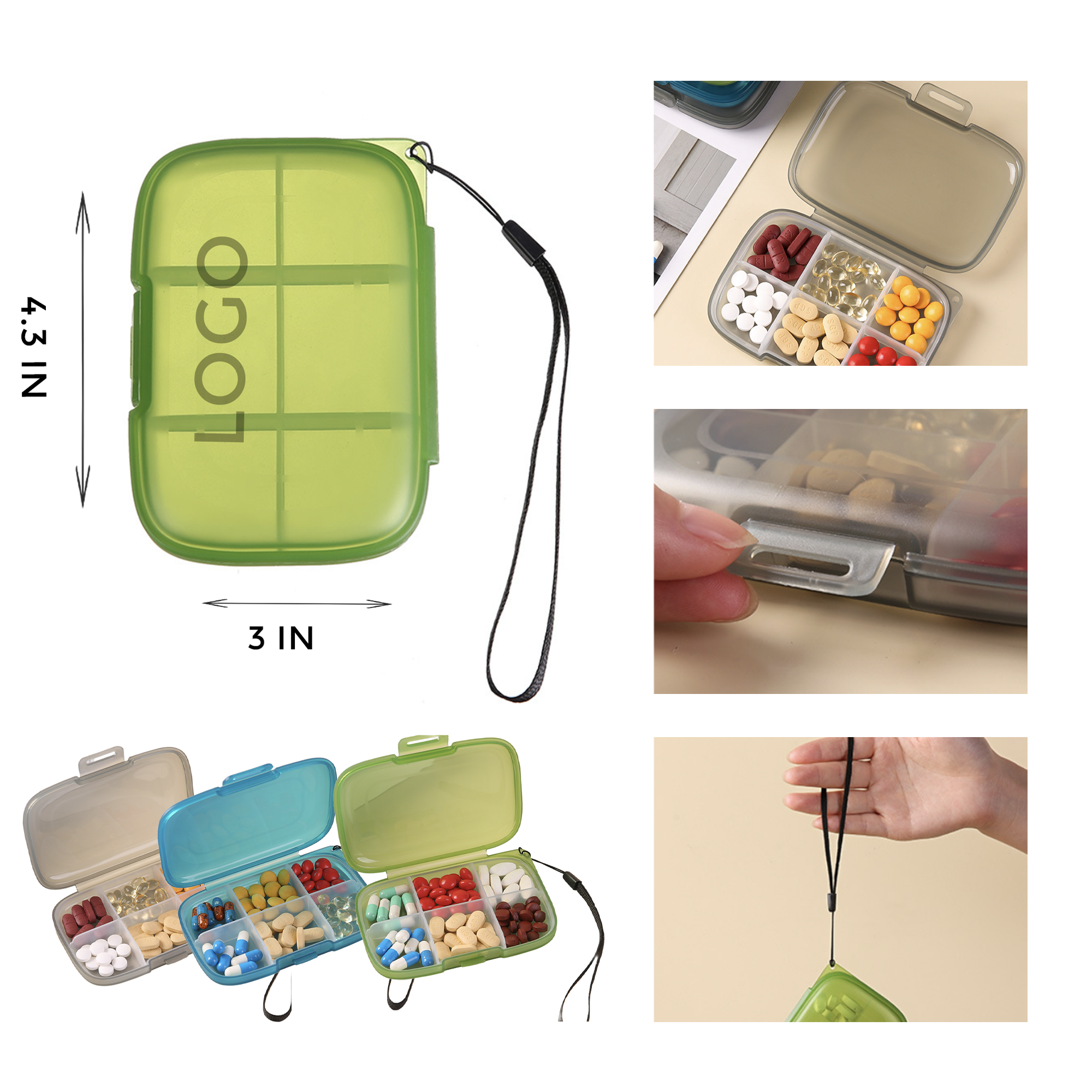 MOQ 10 PCS 6 Compartments Pill Organizer 2