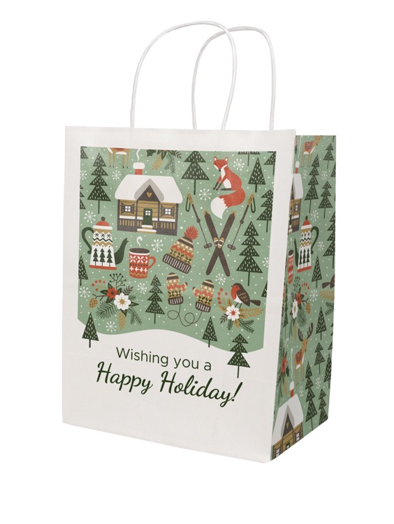 Christmas Scatter Design 4 Handle Shopper (8.5" x 10.25" x 5") 3