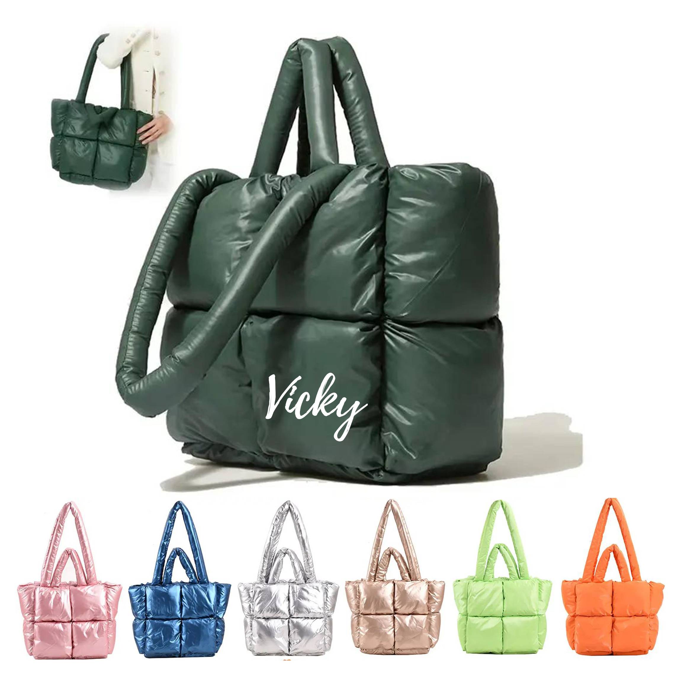 Puffer Quilted Tote Bag, custom tote bag with logo imprint 6