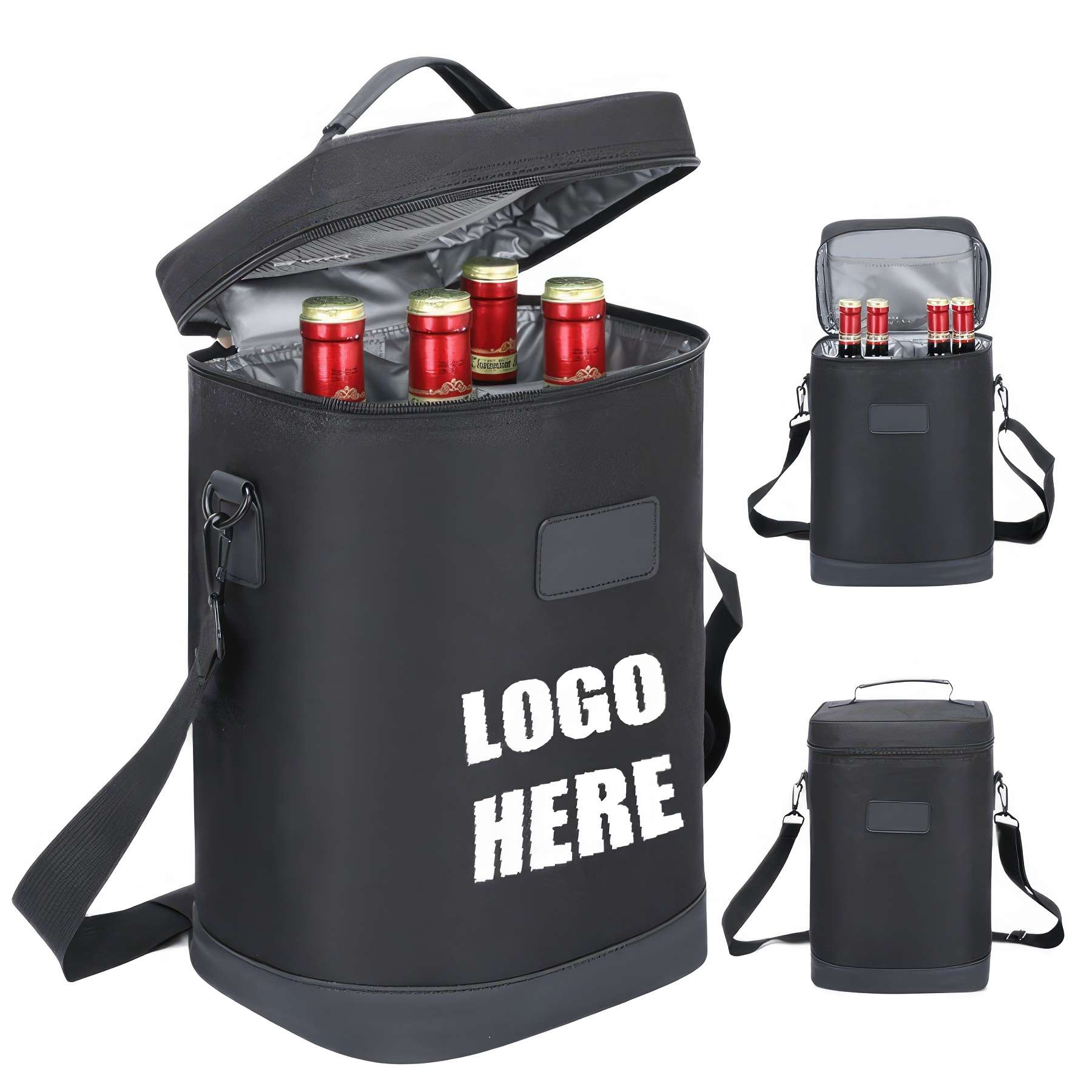 Custom Insulated 4 Bottle Wine Gift Tote Carrier 1