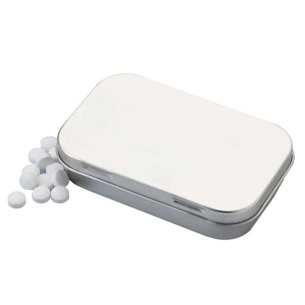 3 3/4" x 2 3/8" Large Rectangular Hinged Tin with Mints 10