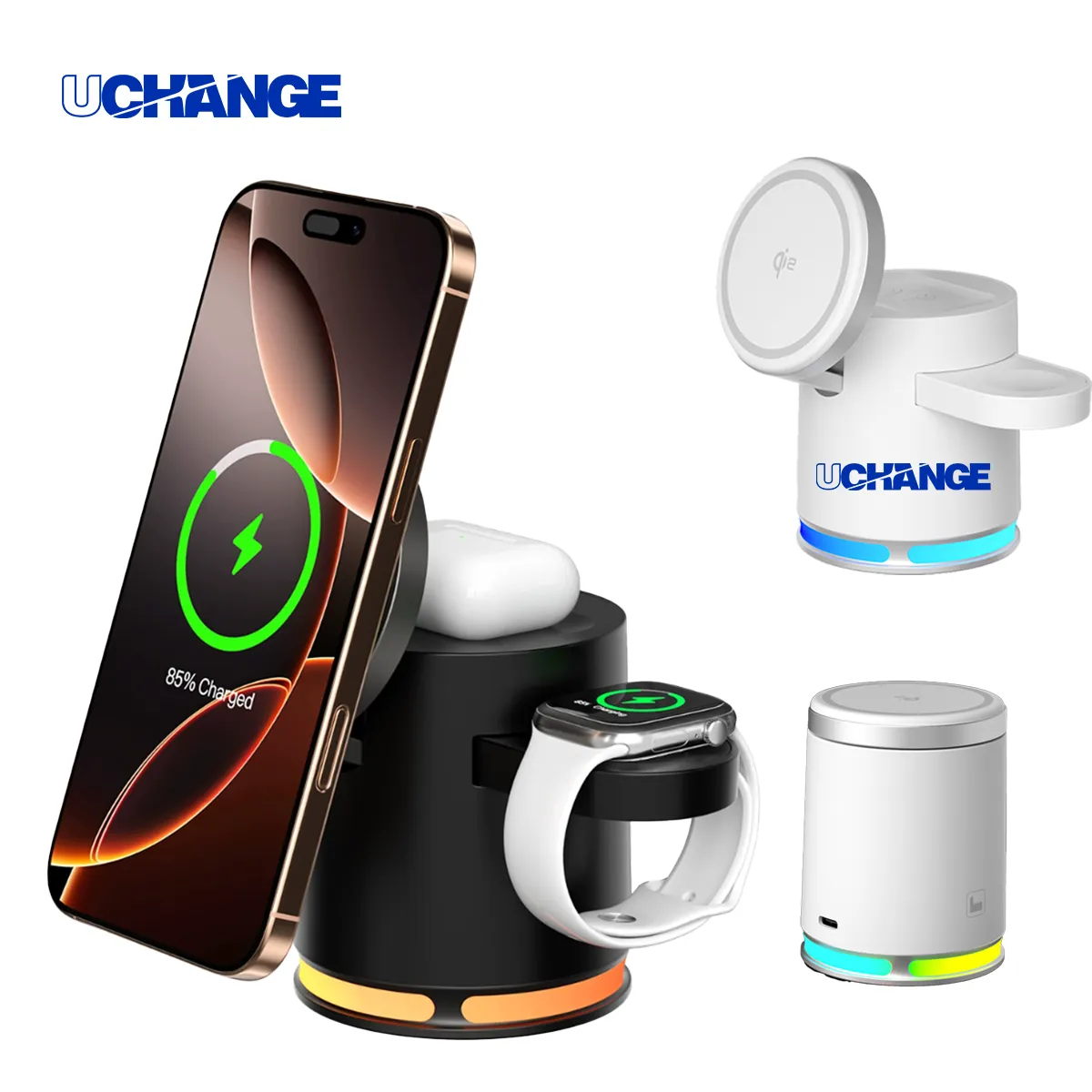 Qi2 MagSafe 3 In 1 Wireless Charger with Ambient Light 3