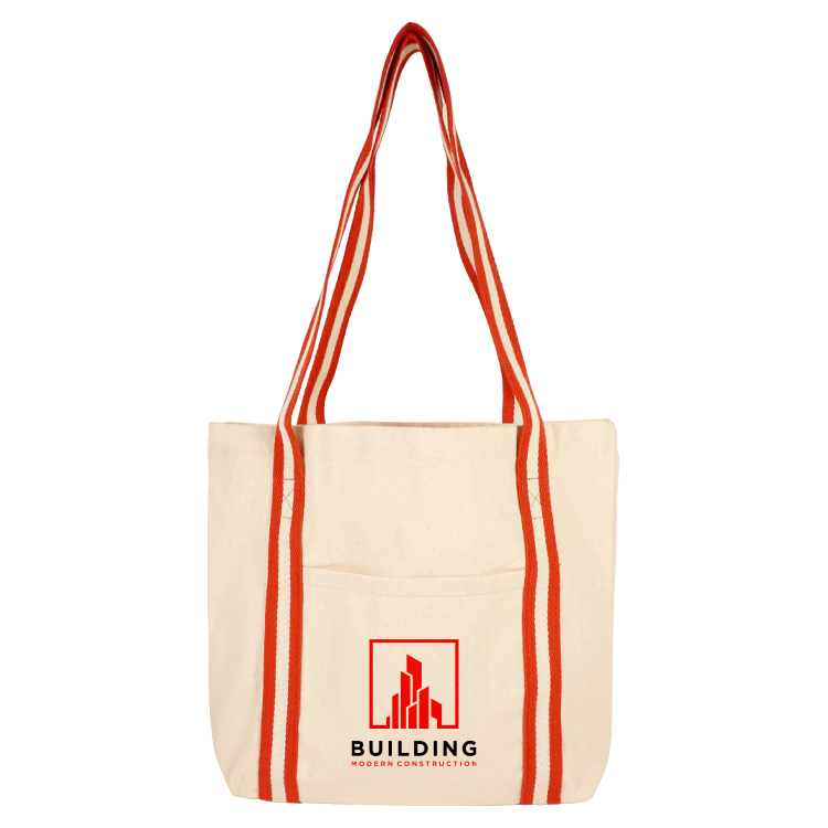 Sonoma Striped Handle 10oz Cotton Tote Bag 12