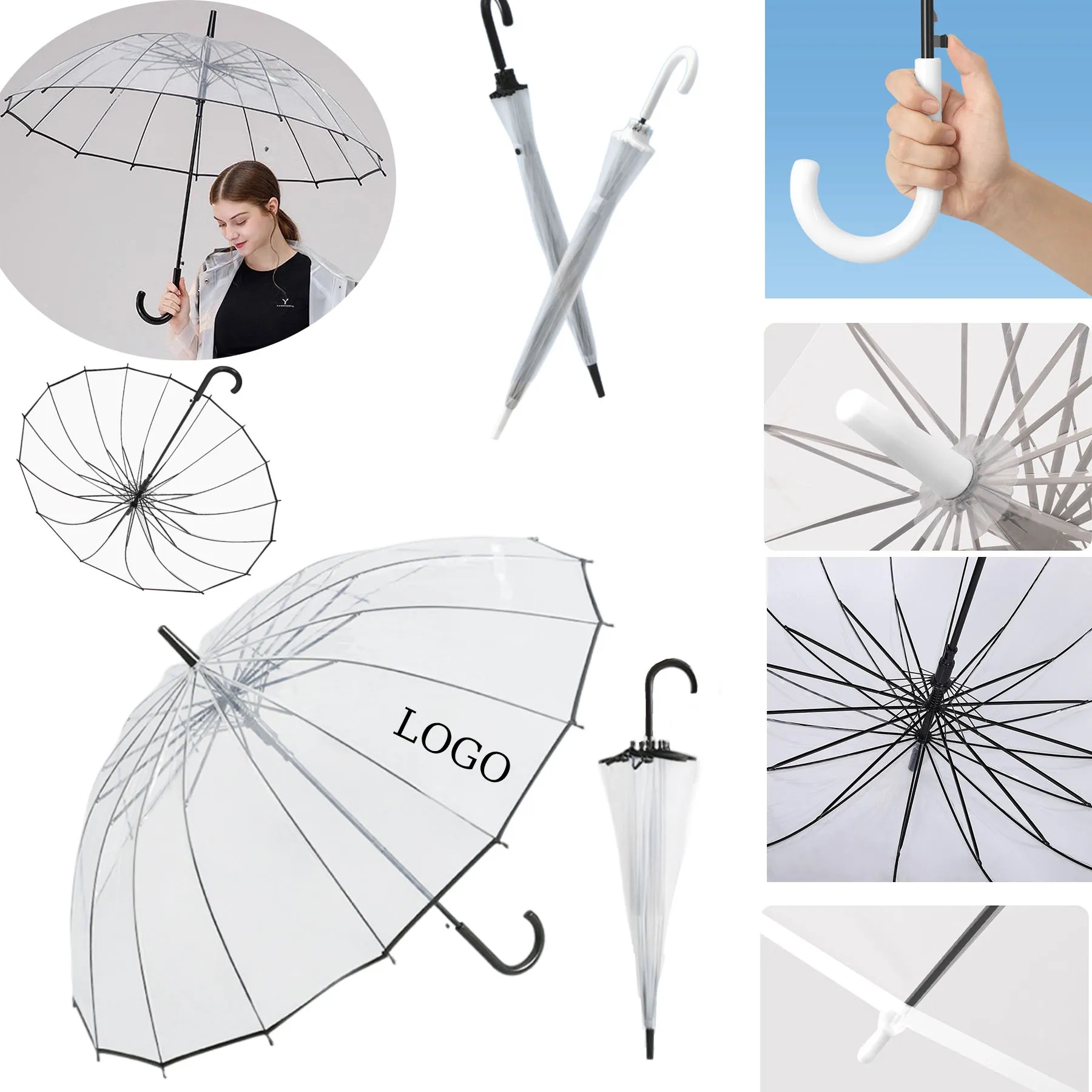 See-Through Windproof Umbrella with Long Handle 4