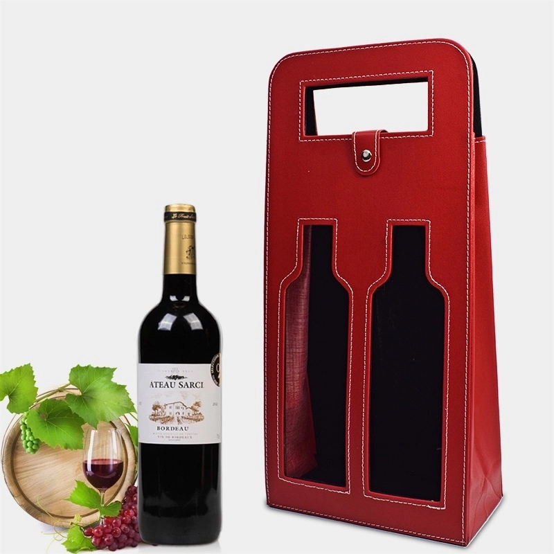 PU Leather Wine Bag, custom tote bag with logo imprint 2