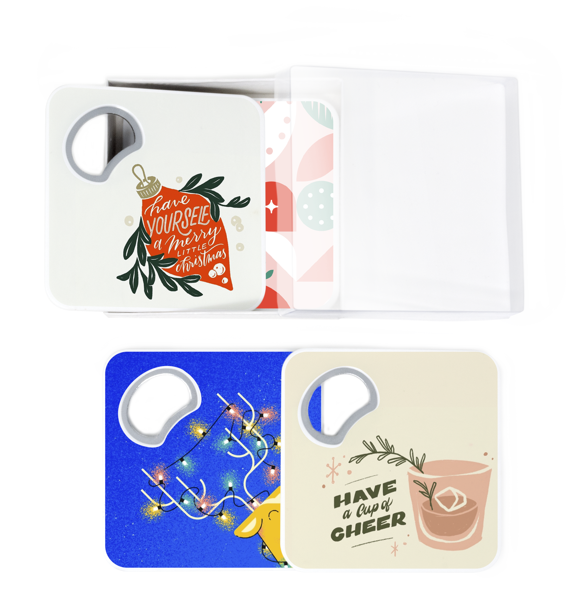 Magnetic Coaster With Bottle Opener Set