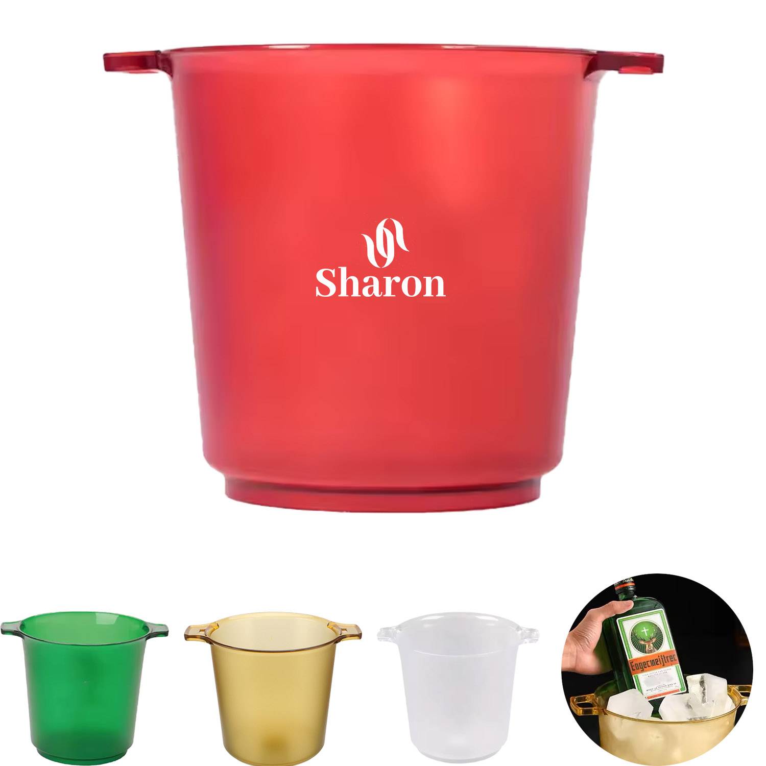Double Ears Acrylic Plastic Ice Bucket 2