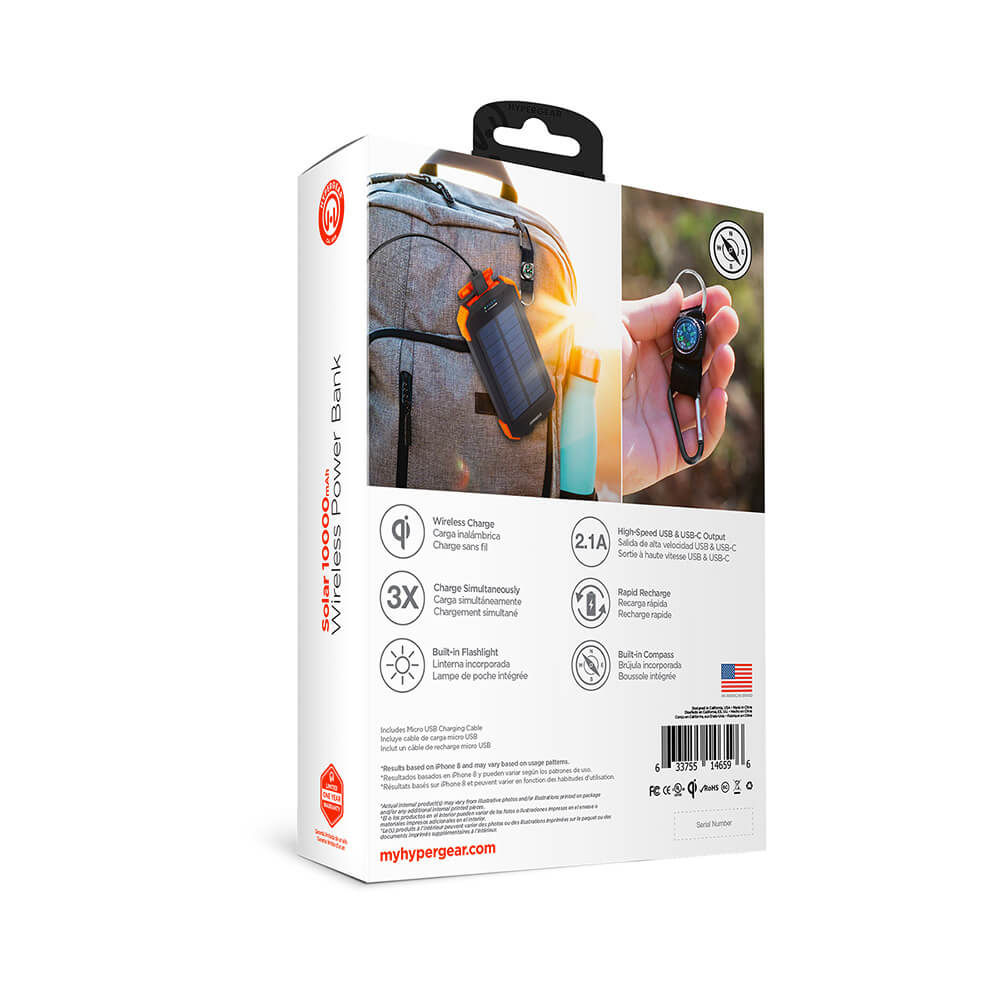HyperGear Solar 10000mAh Wireless Power Bank 5