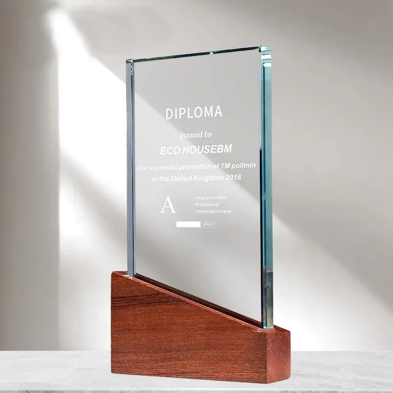 Wood Plaque Crystal Trophy 3