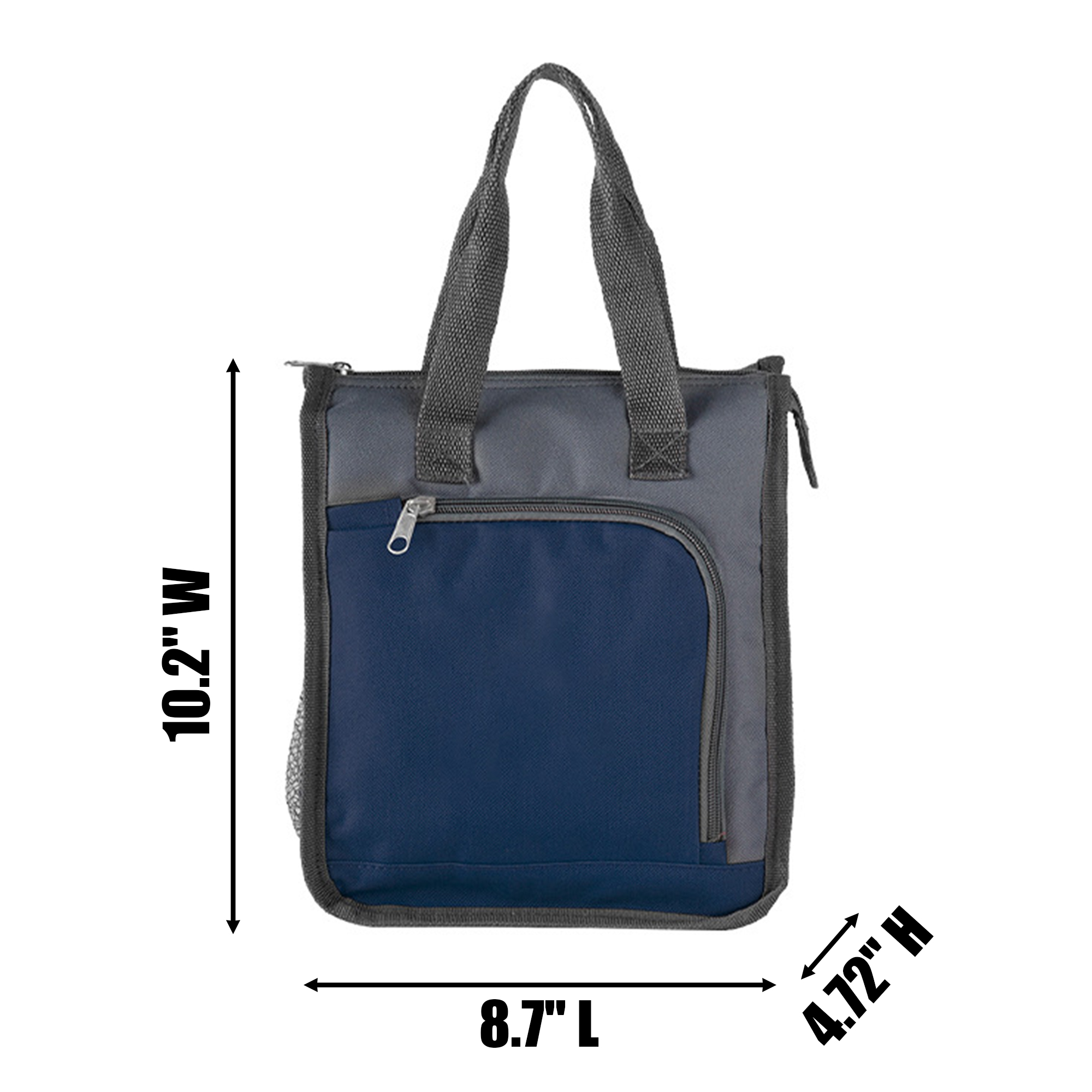 Two Tone Insulated Lunch Tote Polyester With Lining 8.7" x 10.2" x 4.72" 10