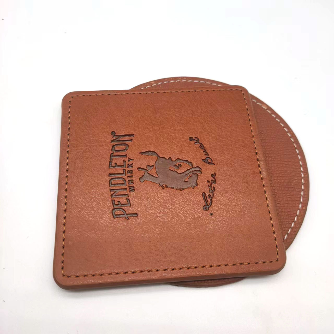 Custom 4" Square/Round Debossed PU Leather Coasters 3